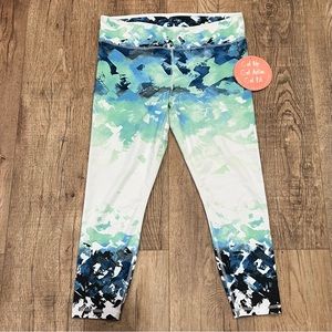 GURU ACTIVE | cropped wht/blue/mint yoga pant/tights/leggings